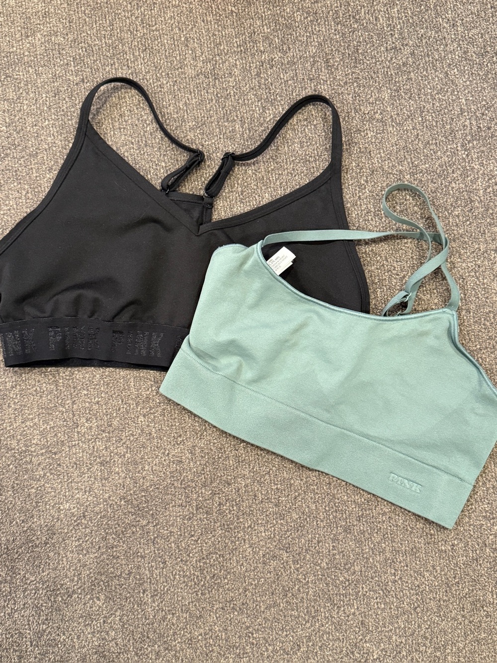 Bundle - PINK Victoria's Secret Green  bralette and black sports bra size medium